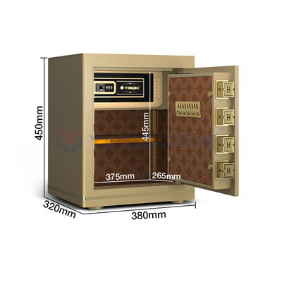 H450mm Emas Kantor Kunci Kotak sidik jari Kunci + Kata sandi + Kunci