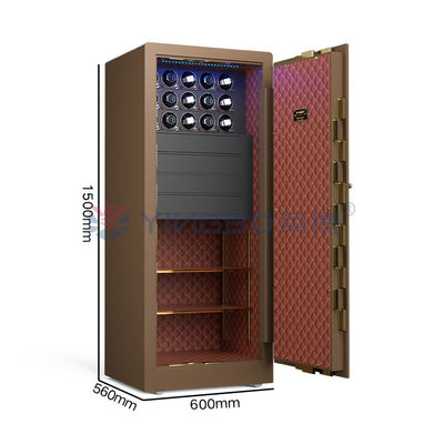 Solid Steel Brown Perhiasan Aman Biometric Sidik Jari Kunci H1500mm Mewah Jam tangan Kemas