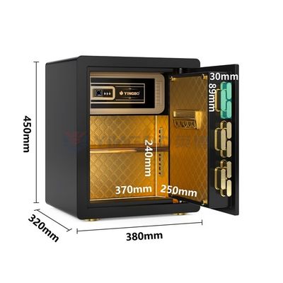 Kunci sidik jari Smart Home Safe Box Alarm ganda 26kg ((hitam)