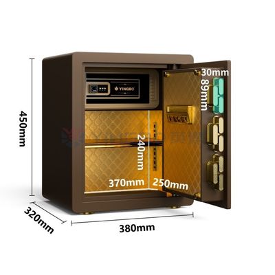 H450MM Koper Kunci Sidik Jari Untuk Keamanan Rumah (Kopi)