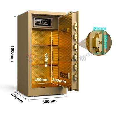 Home Security Sidik jari Kunci Biometrik Kotak aman H1000mm YB/RS-100 Emas