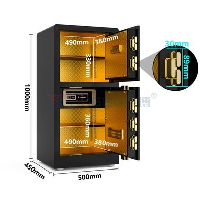 Black Double Door Smart Security Safe Box H39.5in YB/RS-100D