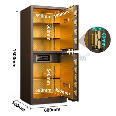 Solid Steel Double Door Home Safe Box Untuk Keamanan H1500mm YB/RS-150D