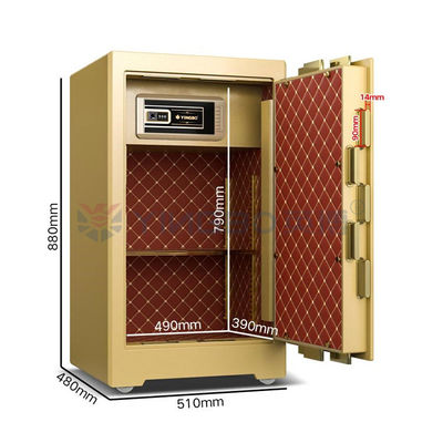 YB/ZY-80 Liquid Crystal Display Panel Bank Grade Biometric Safe Box Dengan Desain Kunci Vertikal