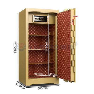H1280mm Biometric Fingerprint Commercial Safe Box 10mm Ketebalan Pintu Dan Patent Solid Bolts