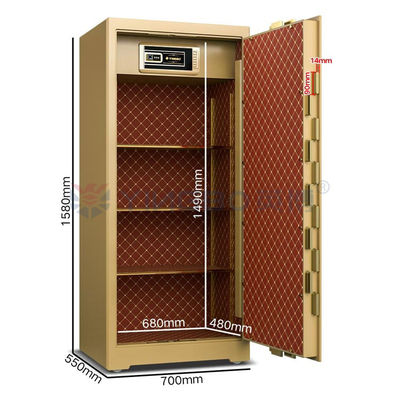 Brankas Sidik Jari H1580mm Dengan Baut Baris Ganda yang Dipatenkan Dan Pegangan Paduan Seng