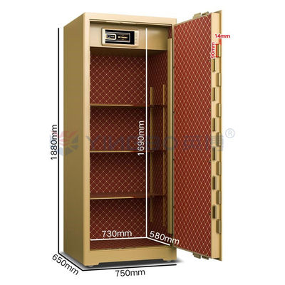 H1880mm Tebal Kotak Aman Kantor Ganda Baris Anti Ledakan Kunci Ganda Pintar Alarm