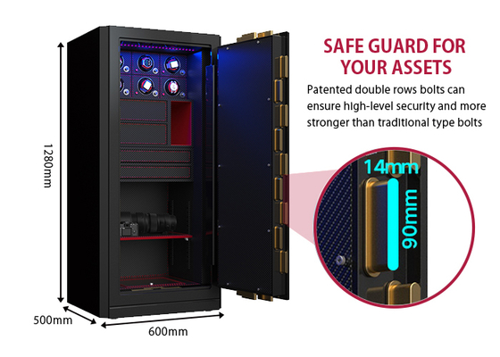 Steel Jewelry Safe Box Biometric Fingerprint Lock Watch Winder Safe Double Rows Bolts