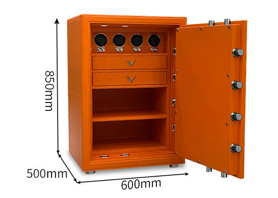 Leather-Covered Fireproof Jewelry Safe Limited Edition with Watch Winder