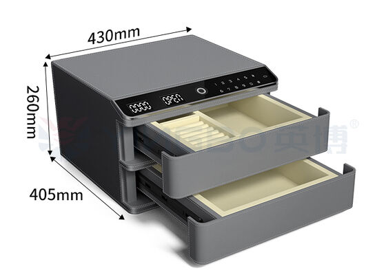 Perhiasan berlapis kulit kotak brankas otomatis terbuka lapisan ganda