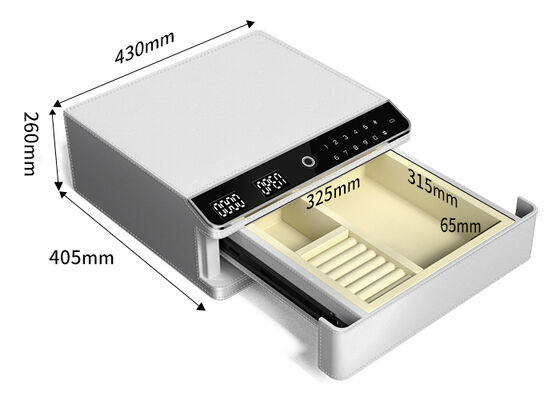Kotak aman perhiasan kecil berlapis kulit dengan pop-up otomatis & rel geser logam