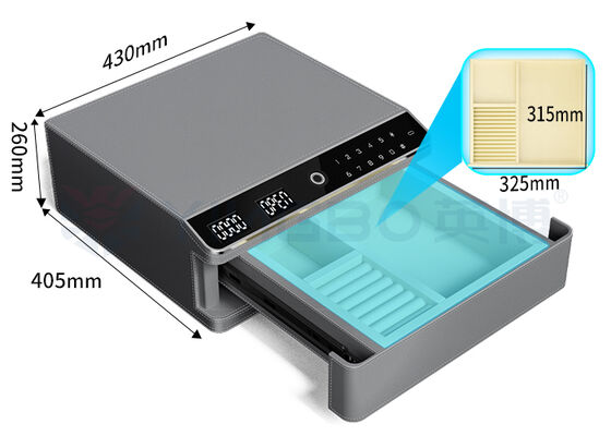 Kotak aman perhiasan berlapis kulit dengan alarm ganda & terbuka otomatis, lapisan tunggal